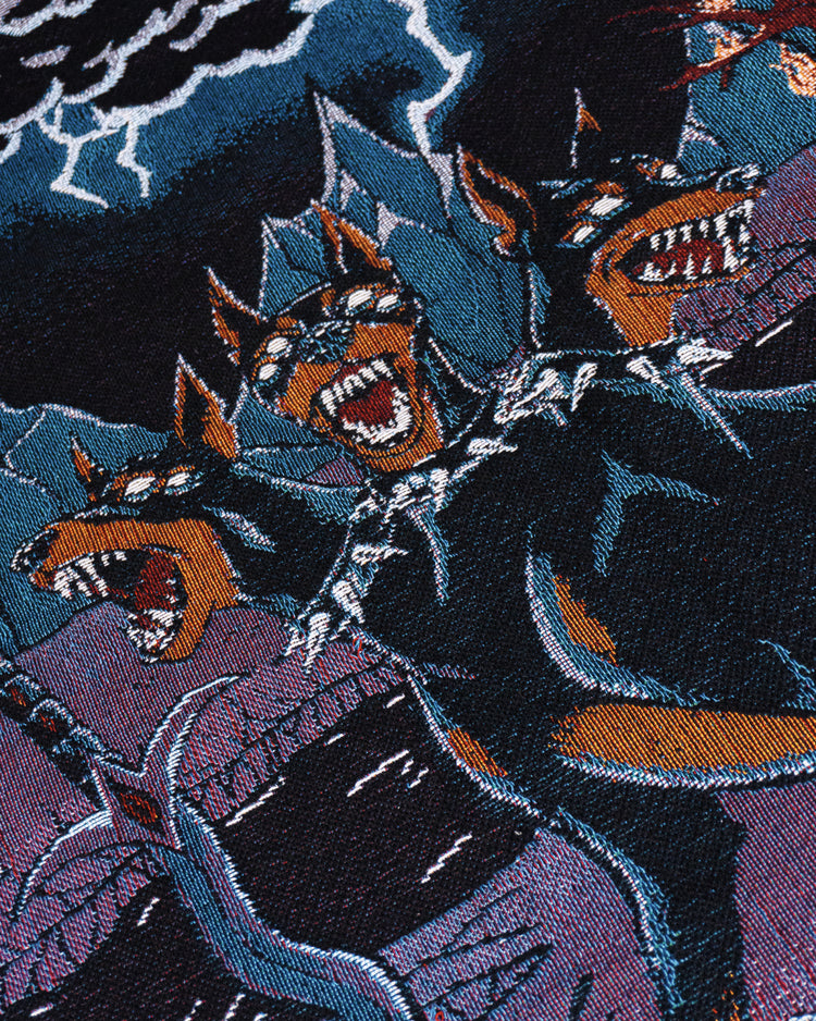 Doberman Cerberus Woven Blanket | Gothic Art Blanket