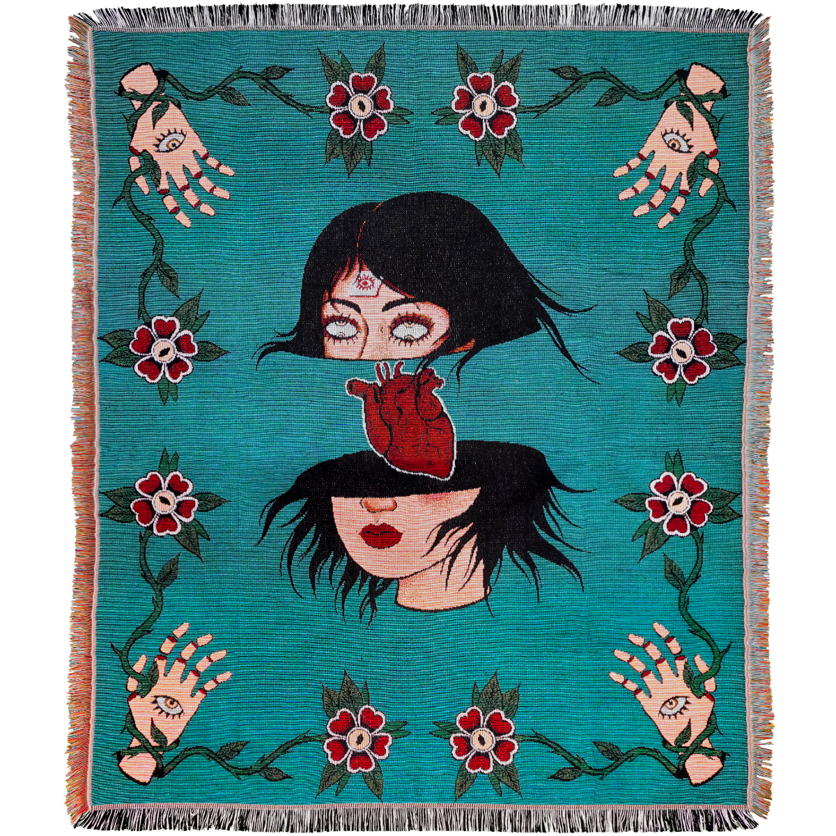 Anatomical Heart Woven Blanket | Gothic Art Blanket | Third Eye Wall ...