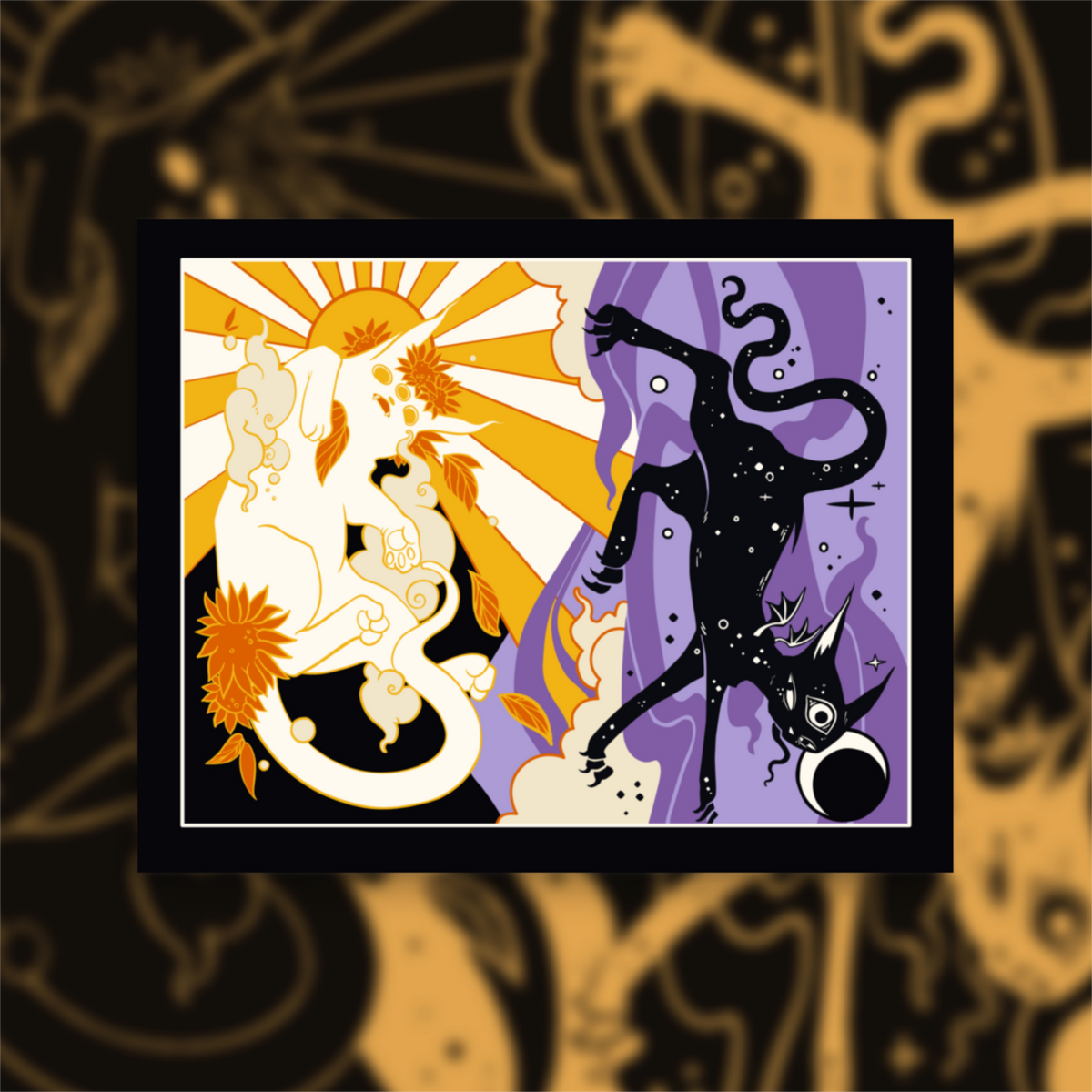 Eclipse Cat Tarot Art Print | Tarot and Witchy Wall Art Decor | Sun and ...