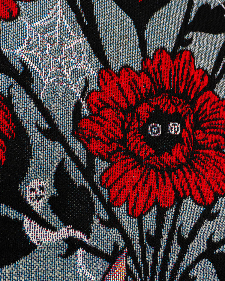 Ghost Bouquet Woven Blanket | Gothic Art Blanket | Ghost Flower
