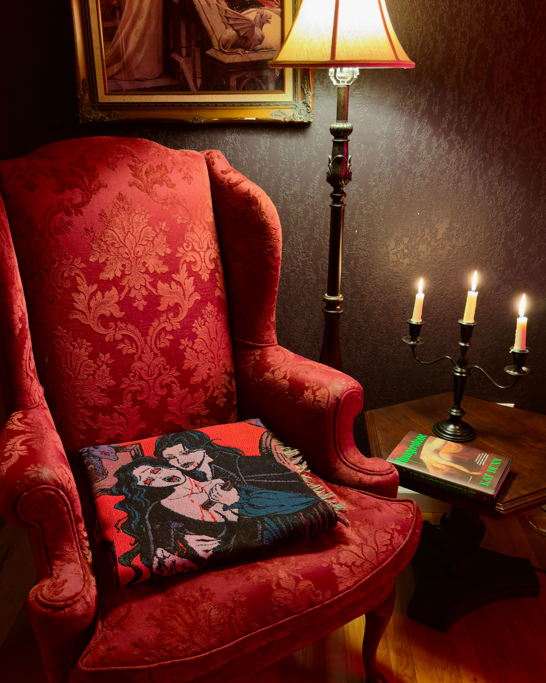 Vampire Romance Woven Blanket | Gothic Art Blanket | Victorian