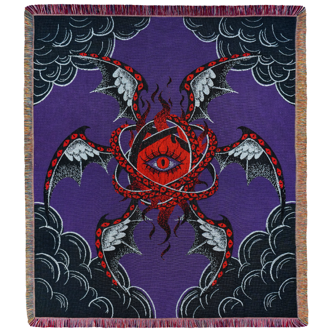 Seraphim Woven Blanket | Gothic Art Blanket | Dark Angel Wall