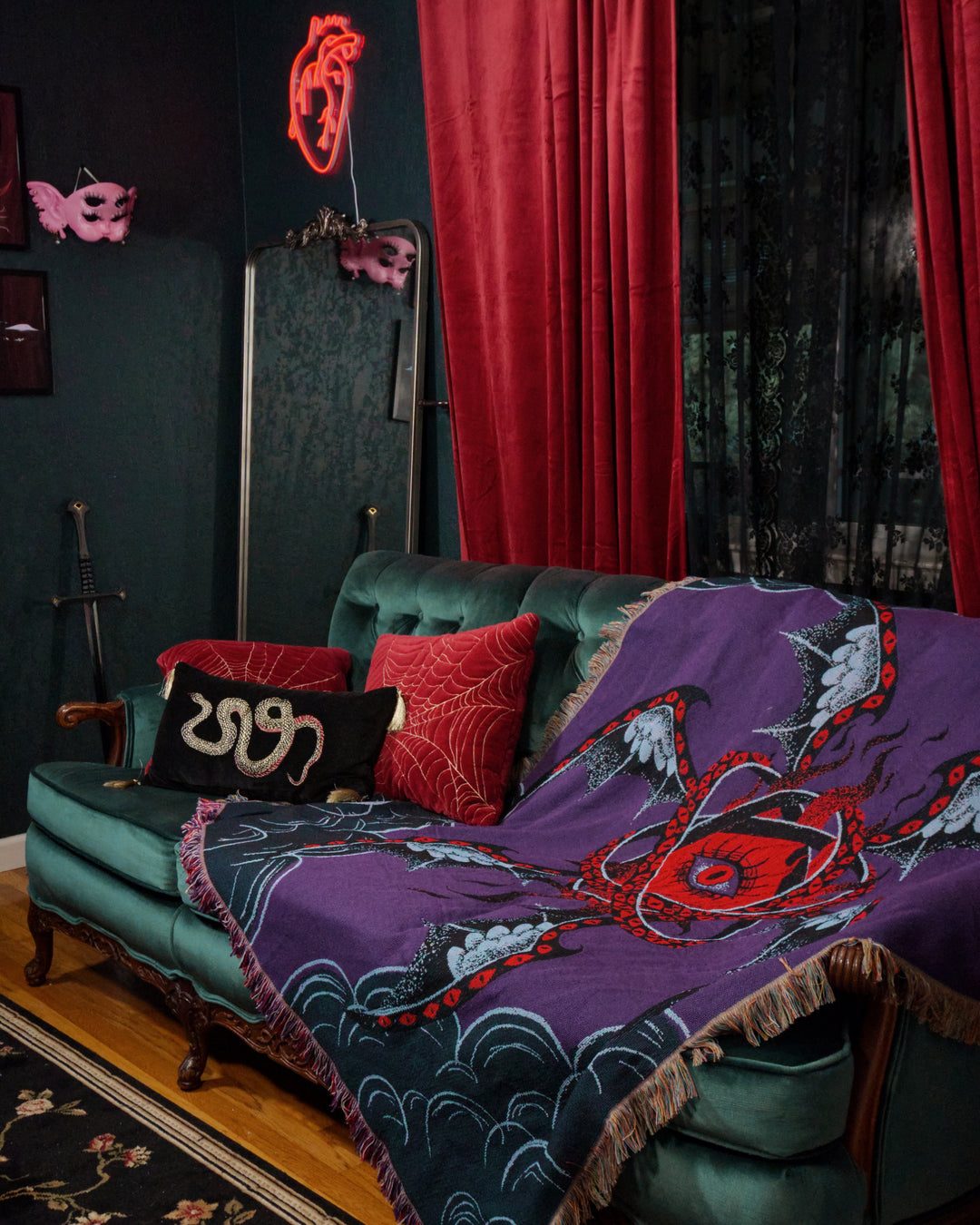 Seraphim Woven Blanket | Gothic Art Blanket | Dark Angel Wall