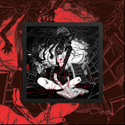 Woman sitting on bed with comic being attacked by ceiling creature, with many arms and eyes, coming from the vents.