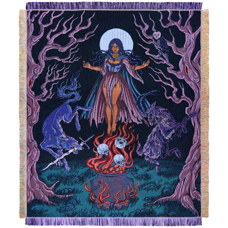 Thirteenth Hour - Moon Witch Woven Blanket