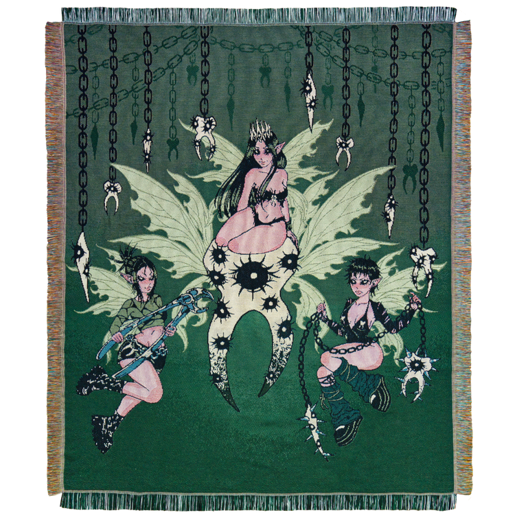 Dark Tooth Fairy Woven Blanket | Gothic Art Blanket | Dark Fantasy