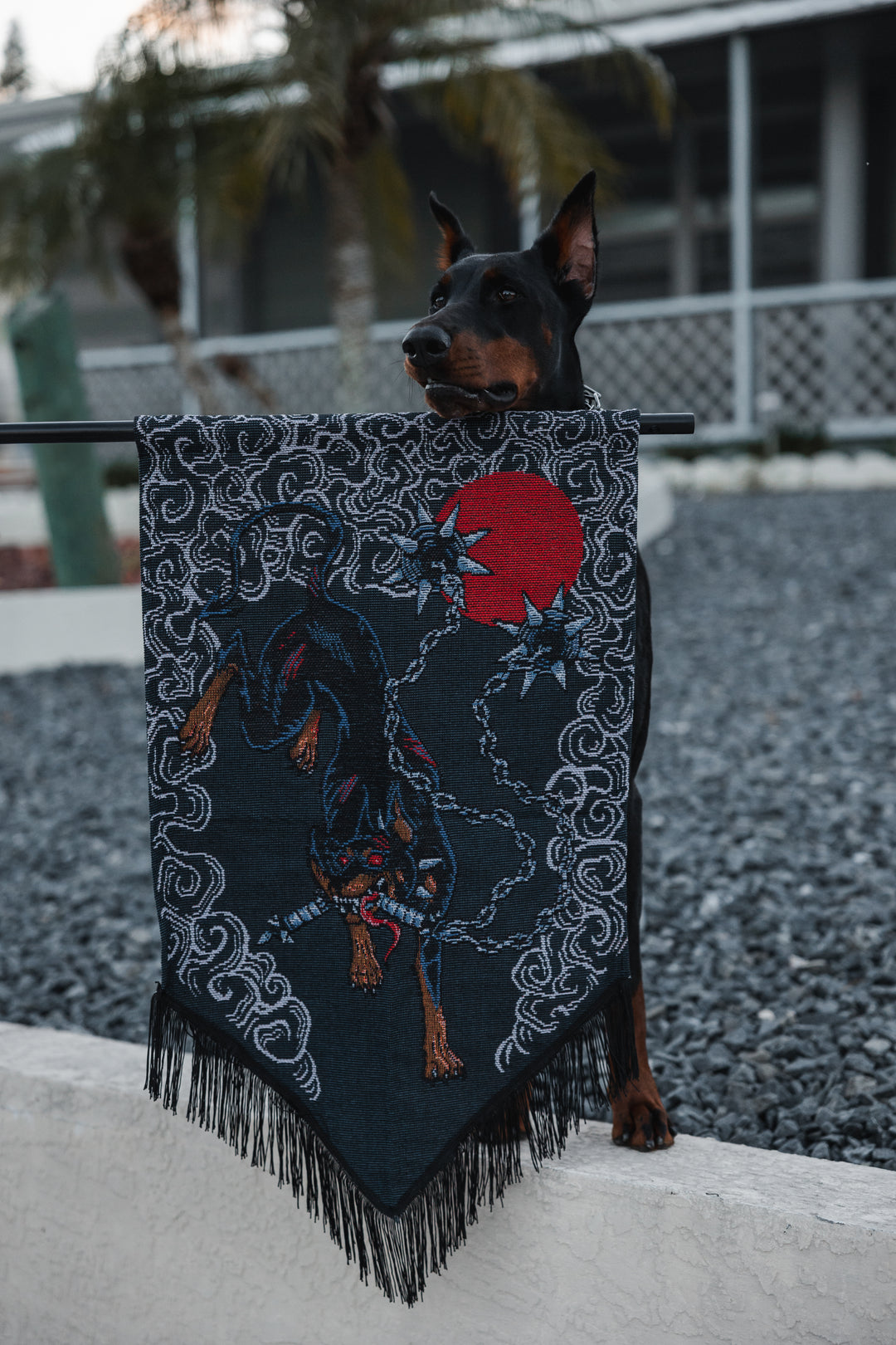 Whiplash Flail Doberman Wall Hanging | Gothic and Dark Fantasy