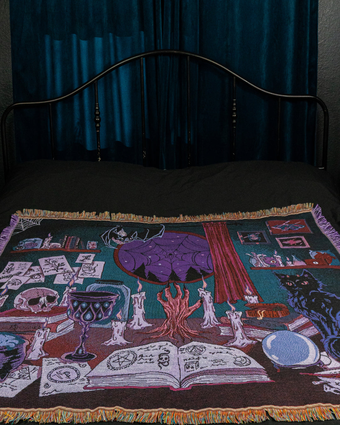 Witch Altar Woven Blanket | Gothic Art Blanket | Witchy Wall Decor